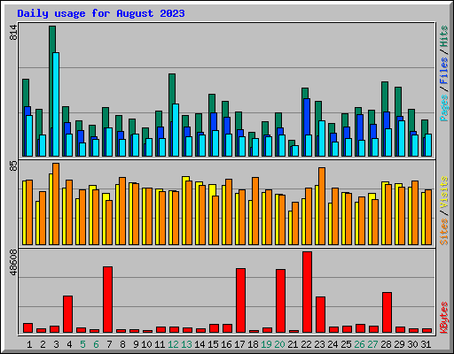 Daily usage for August 2023